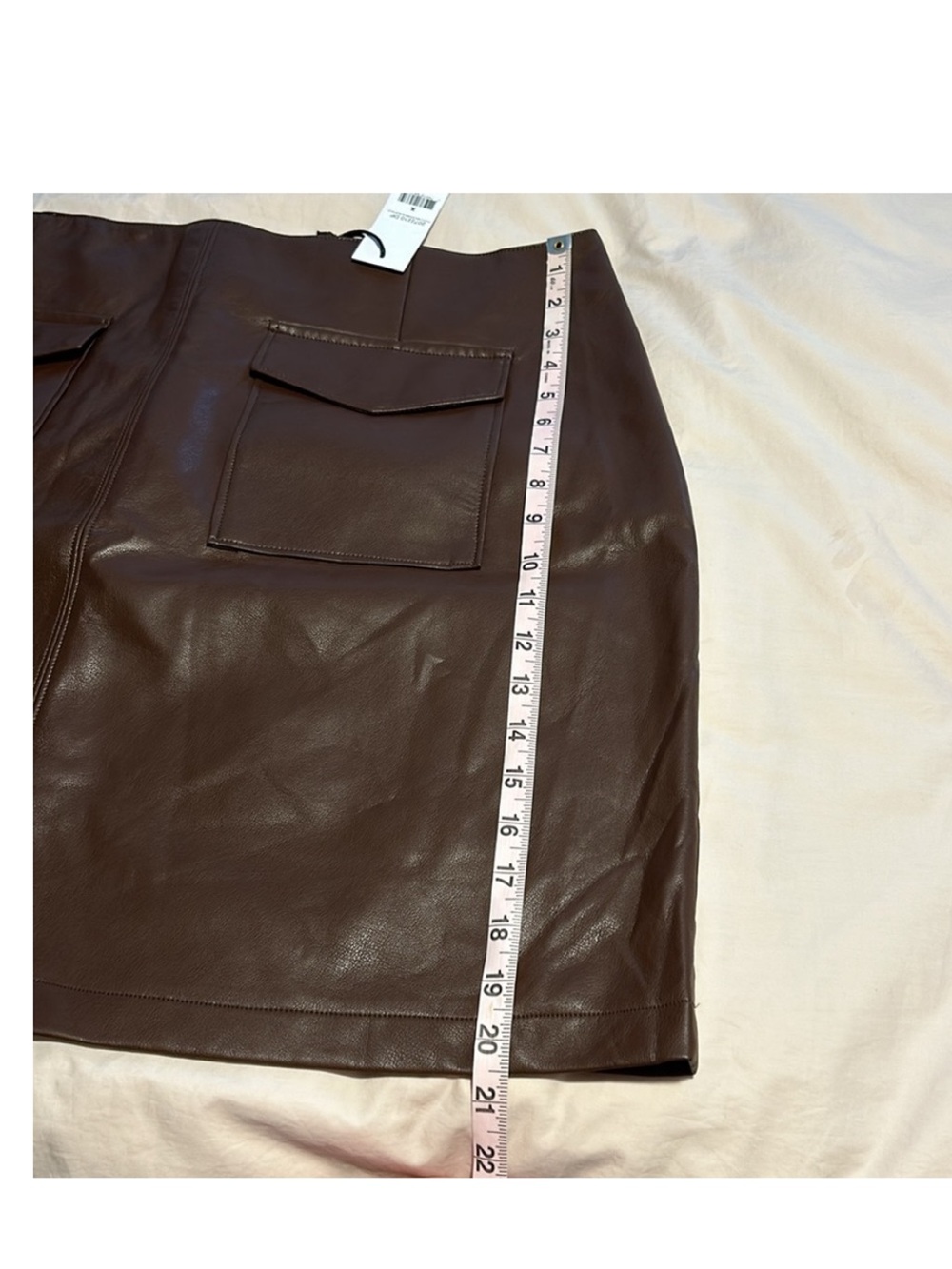DEX Rustic Brown Faux Leather Mini Skirt 0X NWT - Picture 8 of 8